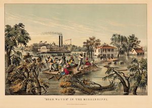 „Hoogwater” in de Mississippi door Nathaniel Currier
