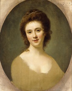 Portret van Miss Sunning, hoofd en schouders door Nathaniel Hone