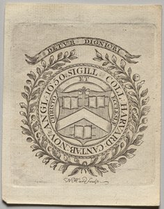 Boekplaat: Zegel van Harvard College