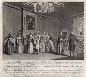 Een exacte weergave van de vorm en manier waarop verlaten en verlaten jonge kinderen worden toegelaten tot het vondelingenhuis, 1749