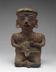 Mannelijke figuur, deel van zittend paar, 300 v.Chr.-300 n.Chr. door Nayarit Nayarit