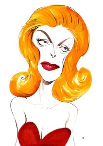 Julie London Amerikaanse zangeres en actrice (1926-2000); kleurenkarikatuur