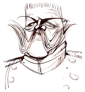 Paul von Hindenburg - Pools-geboren, Duitse generaal en president (1847-1934); karikatuur