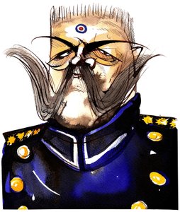 Paul von Hindenburg - Pools-geboren, Duitse generaal en president (1847-1934); kleurenkarikatuur door Neale Osborne