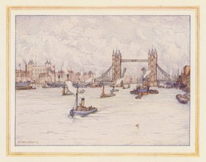 De Toren en de Tower Bridge door Nelson Dawson