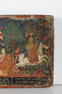 Detail van een boeddhistisch manuscriptomslag door Nepalese School