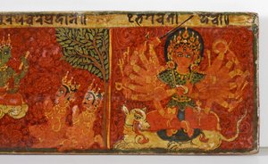Detail van een Devimahatmya-manuscriptomslag
