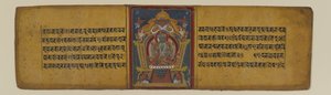 Pagina uit een boeddhistisch manuscript met een afbeelding van een van de Pancharaksha-godinnen, 16e-17e eeuw