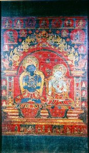 Thangka schilderij dat de Adibuddha Vajradhara afbeeldt