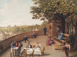 Bij de Bockkeller in Wenen-Nussdorf door Leopold Blonder