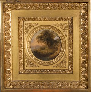 Boomlandschap met figuren door Leopold Blonder