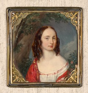 Portret van een dame met krullend haar