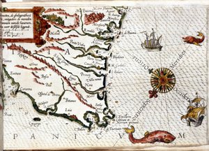Kaap Finisterre na de portulan van Luca J. Waghenaer tresoor de zeevaert, Leiden 1592 door Netherlandish School