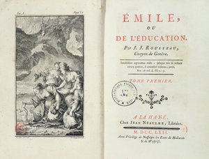 Frontispice voor Emile door Jean-Jacques Rousseau, 1762