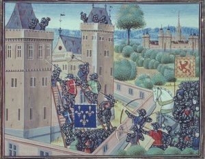 De verovering van Wark Castle door de Fransen en Schotten, uit Boek II van 