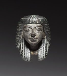 Bronzen Bevestiging van een "Shawabty Bundel": Hoofd, Late 18e tot 19e Dynastie, ca. 1336-1256 v.Chr. door New Kingdom Egyptian