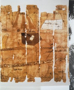 Fragmenten van de Turijnse kaart door New Kingdom Egyptian
