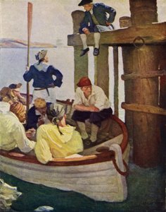 Illustratie voor Kidnapped door Robert Louis Stevenson (kleur litho)