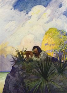 Illustratie voor Robinson Crusoe door Newell Convers (after) Wyeth