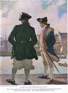 Op de zeewering met John Paul Jones: Een lange tijd staarde John Paul over de scheepvaart in de haven naar het open water door Newell Convers Wyeth