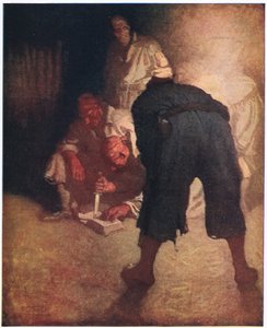 De Zwarte Vlek: Ongeveer halverwege de helling naar de palissade, verzamelden ze zich in een groep door Newell Convers Wyeth