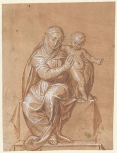Zittende Madonna met kind door Niccolò Giolfino (I)
