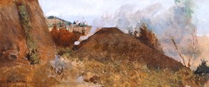 Houtskoolput in het landschap