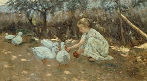 De kleine ganzenhoeder, ca. 1892, van Niccolo Cannicci (1846-1906) door Niccolo Cannicci