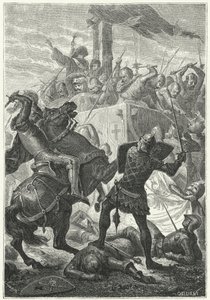 De strijd om de Lombardische carroccio bij de Slag bij Cortenouva door Niccolo Sanesi
