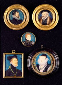 Miniaturen van Hilliards vader en moeder, zelfportret en onbekende portretten van man en vrouw