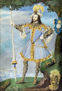 Portret van George Clifford, derde graaf van Cumberland (1558-1605), navigator door Nicholas Hilliard