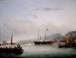 Het eerste Victoria en Albert-jacht bij Plymouth