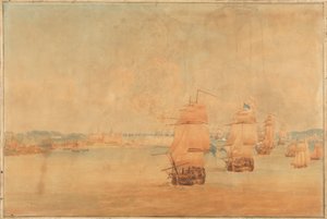 Pocock, De Engelse vloot passeert de Sound 28 maart 1801