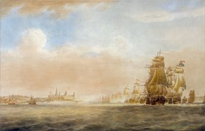 De Britse vloot voor Kronborg Kasteel, Elsinore, 28 maart 1801 [voor de Slag bij Kopenhagen] door Nicholas Pocock