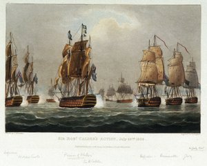 De maritieme manoeuvre van Sir Robert Calder door Nicholas Pocock