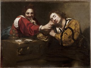Waarzeggerij scène (slaper gewekt door een jonge vrouw) door Nicholas Renieri