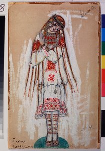 Kostuum voor vrouwelijk personage uit het ballet Het Lenteoffer van Igor Stravinsky door Nicholas Roerich