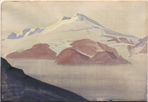 Elbrus, Kaukasus, albumblad door Nicholas Roerich