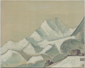 Himalaya boven de Wolken, schets door Nicholas Roerich