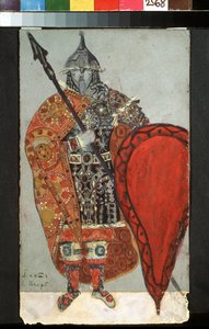 Kostuumontwerp voor de opera Prins Igor van Alexander Borodin door Nicholas Roerich