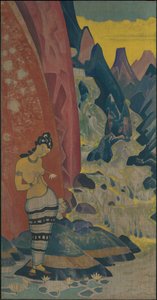 Lied van de Waterval, decoratief paneel, serie Dromen van Wijsheid, 1920 door Nicholas Roerich