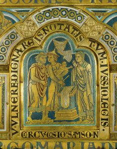 De besnijdenis van Simson ... (email op verguld koper) door Nicholas of Verdun