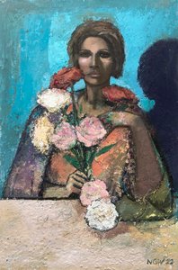 Bloemenmeisje, 2022-23 (olieverf op board)