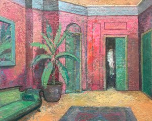 Rood interieur, 2022-23 (olieverf op board)