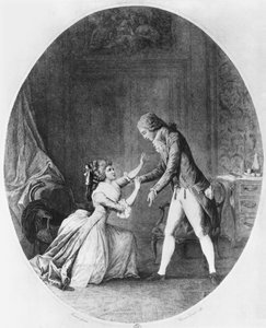 Valmont verleidt Madame de Tourvel, illustratie uit 