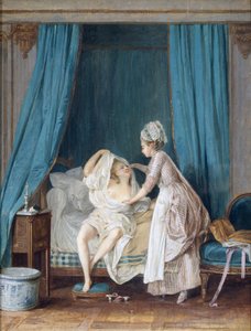 Dame die uit bed stapt, 1776 door Niclas II Lafrensen