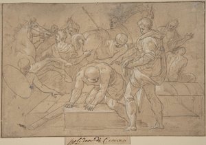 Historische scène compositiestudie voor Chapelle de Guise, 16e eeuw door Nicolò dell