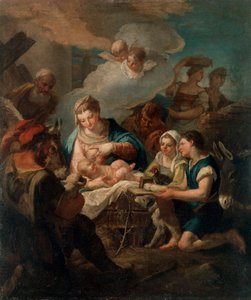 De Aanbidding van het Christuskind, 18e eeuw door Nicola Grassi