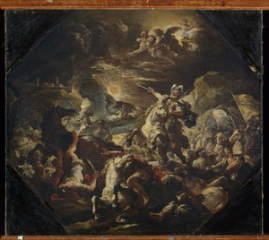 Jozua die de zon stil laat staan door Nicola Malinconico