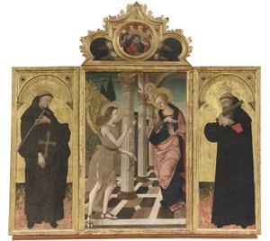 Annunciazione tra i santi Giovanni Gualberto e Benedetto door Nicola de Maestro Antonio